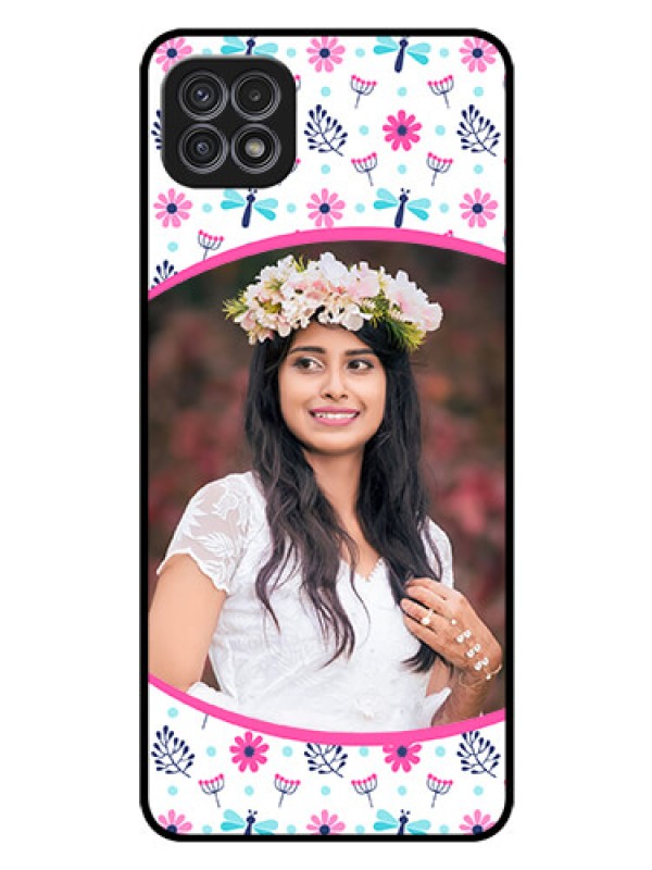 Custom Galaxy F42 5G Photo Printing on Glass Case  - Colorful Flower Design
