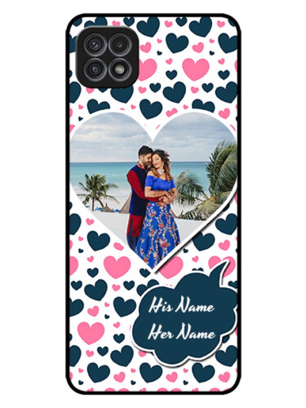 Custom Galaxy F42 5G Custom Glass Phone Case  - Pink & Blue Heart Design