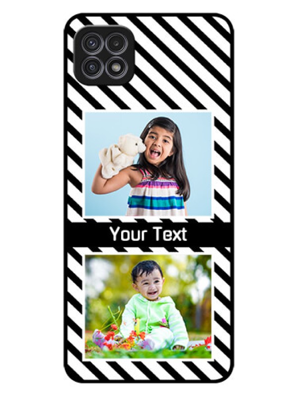 Custom Galaxy F42 5G Photo Printing on Glass Case  - Black And White Stripes Design
