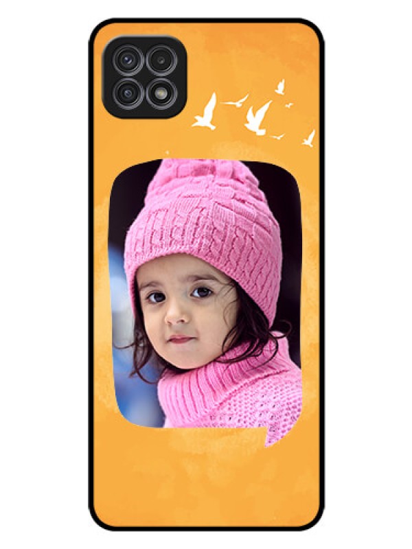Custom Galaxy F42 5G Personalized Glass Phone Case  - Water Color Design with Bird Icons