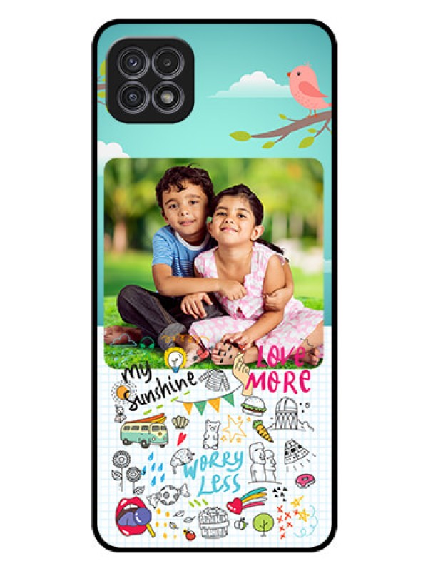 Custom Galaxy F42 5G Photo Printing on Glass Case  - Doodle love Design