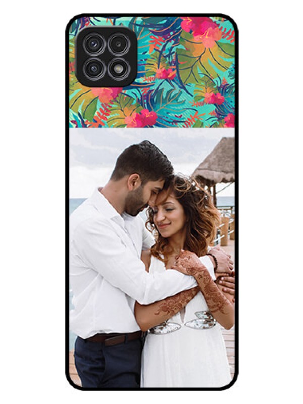 Custom Galaxy F42 5G Photo Printing on Glass Case  - Watercolor Floral Design