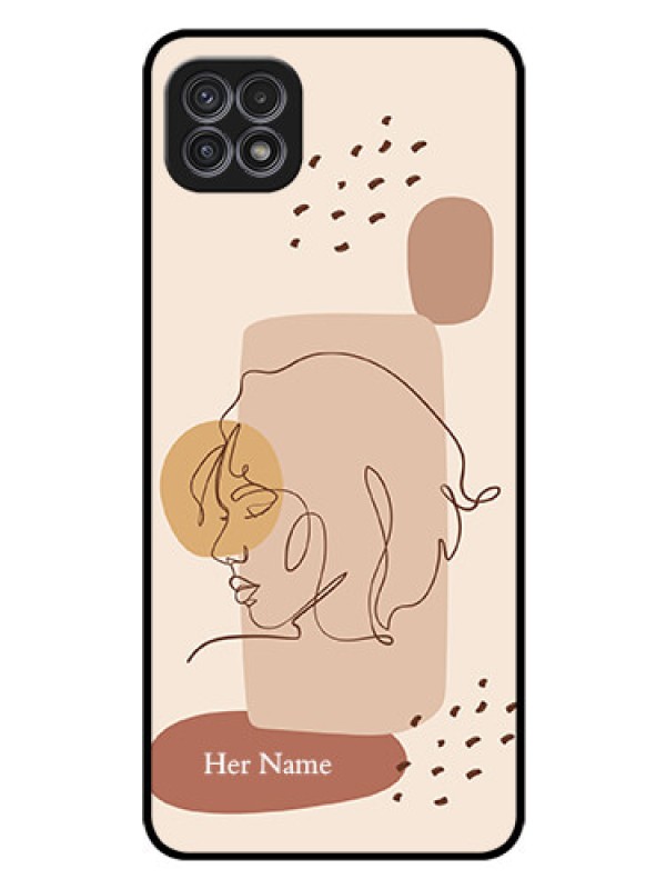 Custom Galaxy F42 5G Photo Printing on Glass Case - Calm Woman line art Design