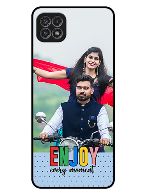 Custom Galaxy F42 5G Photo Printing on Glass Case - Enjoy Every Moment Design