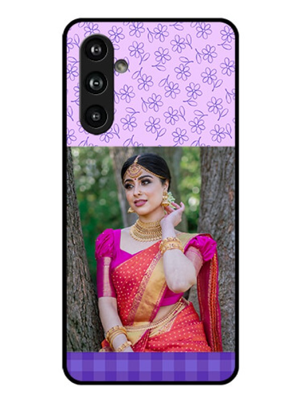 Custom Samsung Galaxy F54 5G Custom Glass Phone Case - Purple Floral Design