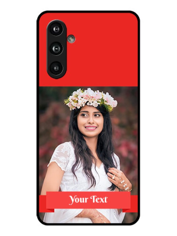 Custom Samsung Galaxy F54 5G Custom Glass Phone Case - Simple Red Color Design