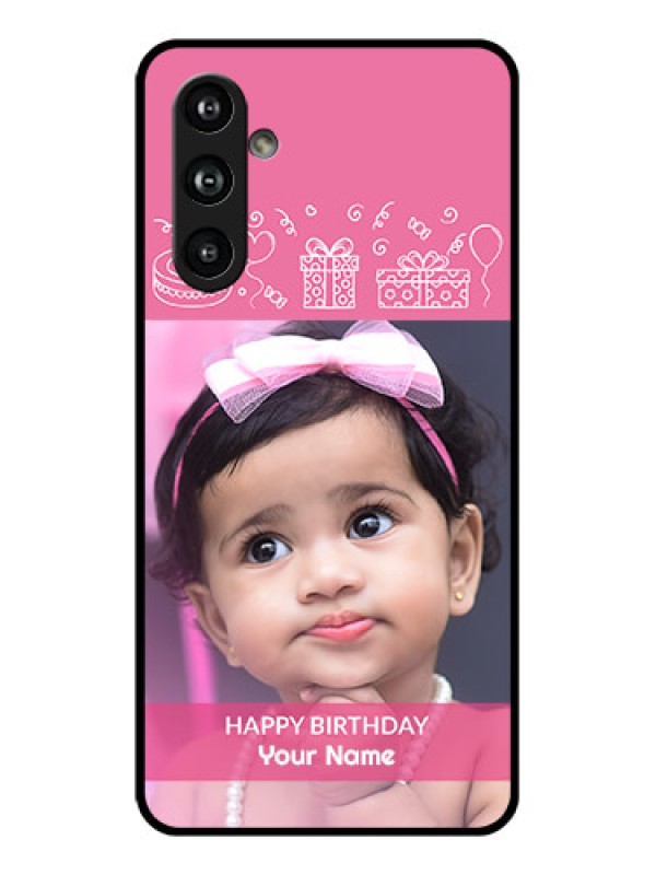 Custom Samsung Galaxy F54 5G Custom Glass Phone Case - With Birthday Line Art Design