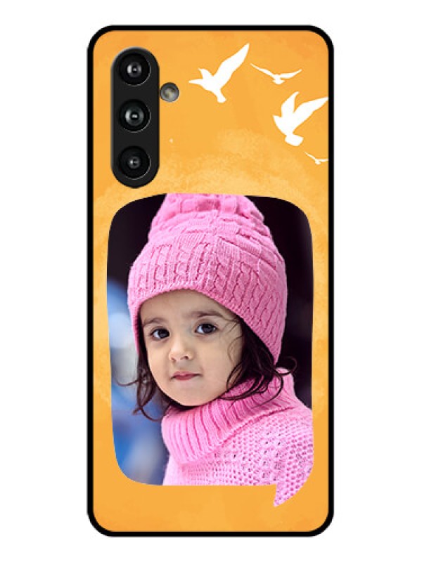 Custom Samsung Galaxy F54 5G Custom Glass Phone Case - Water Color Design With Bird Icons