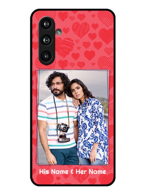 Custom Samsung Galaxy F54 5G Custom Glass Phone Case - With Red Heart Symbols Design