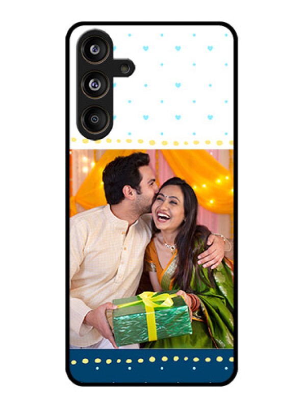 Custom Samsung Galaxy F55 5G Custom Glass Phone CaseWhite And Blue Abstract Design