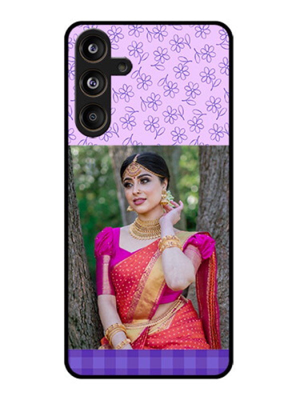 Custom Samsung Galaxy F55 5G Custom Glass Phone CasePurple Floral Design