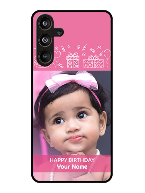 Custom Samsung Galaxy F55 5G Custom Glass Phone CaseWith Birthday Line Art Design