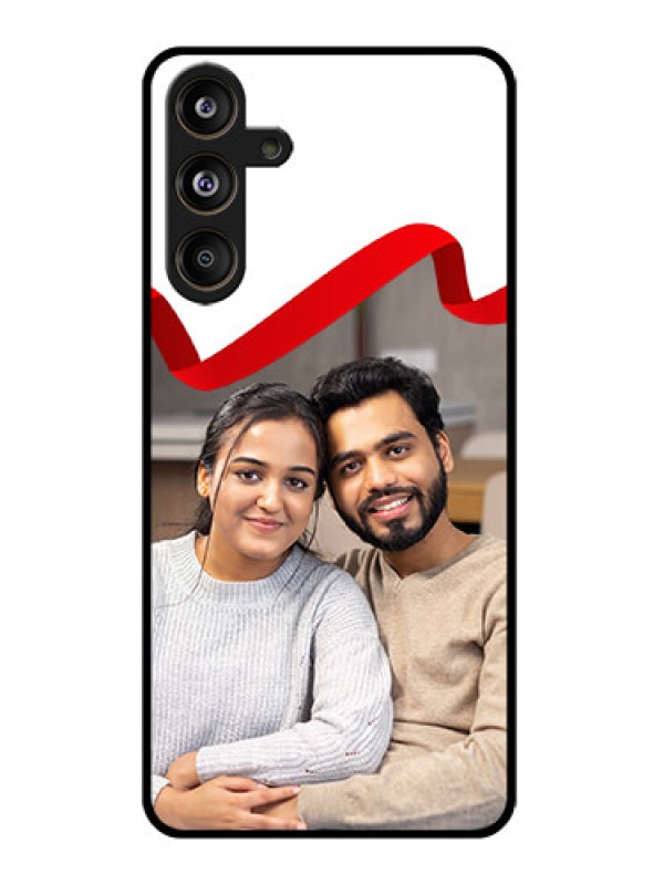 Custom Samsung Galaxy F55 5G Custom Glass Phone CaseRed Ribbon Frame Design