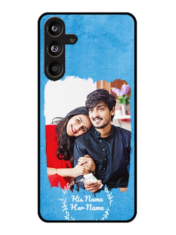 Custom Galaxy F55 5G Custom Glass Phone Case - Blue Color Vintage Design