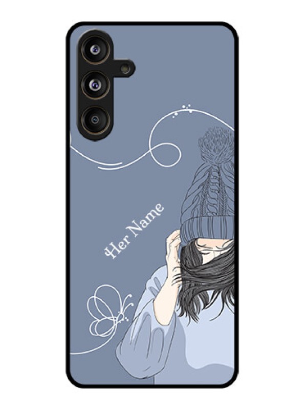 Custom Samsung Galaxy F55 5G Custom Glass Phone CaseGirl In Winter Outfit Design