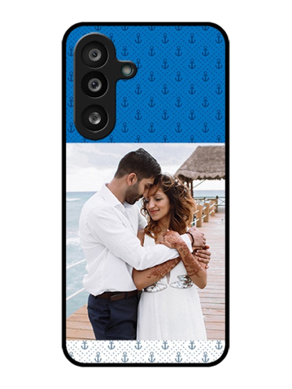 Custom Samsung Galaxy F56 5G Custom Glass Phone Case - Blue Anchors Design