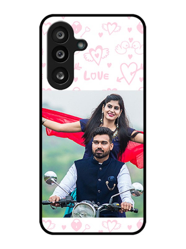 Custom Samsung Galaxy F56 5G Custom Glass Phone Case - Pink Flying Heart Design