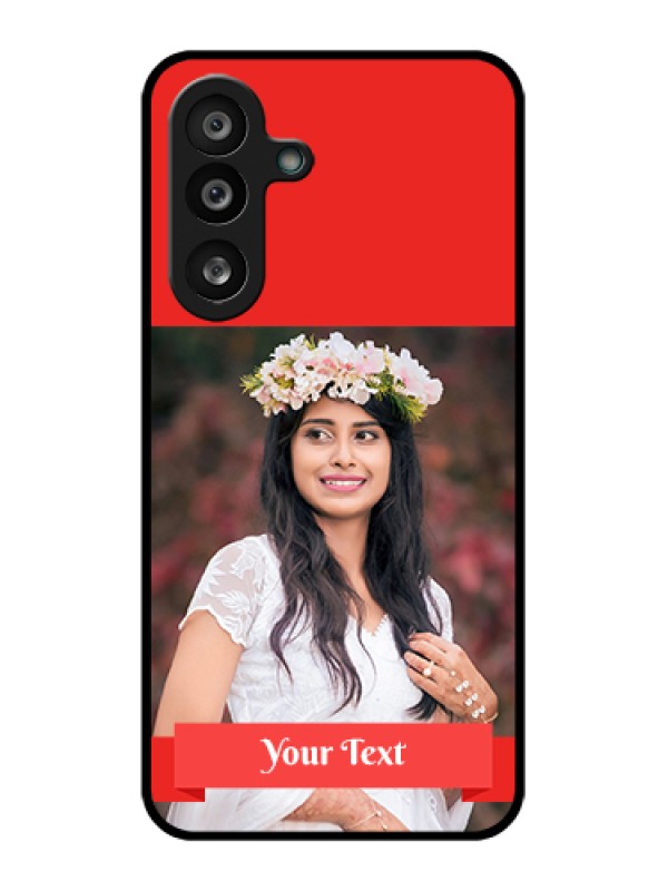 Custom Samsung Galaxy F56 5G Custom Glass Phone Case - Simple Red Color Design