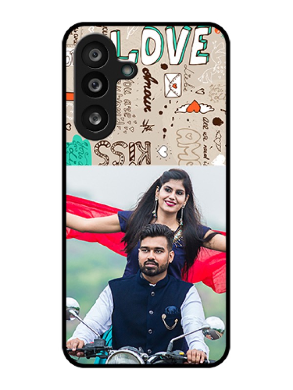 Custom Samsung Galaxy F56 5G Custom Glass Phone Case - Love Doodle Pattern