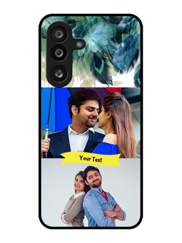 Custom Samsung Galaxy F56 5G Custom Glass Phone Case - Image With Boho Peacock Feather Design