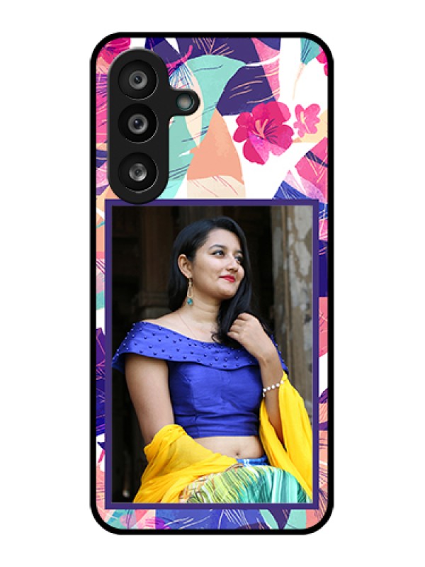 Custom Samsung Galaxy F56 5G Custom Glass Phone Case - Abstract Floral Design