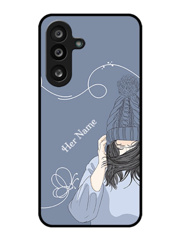 Custom Samsung Galaxy F56 5G Custom Glass Phone Case - Girl In Winter Outfit Design