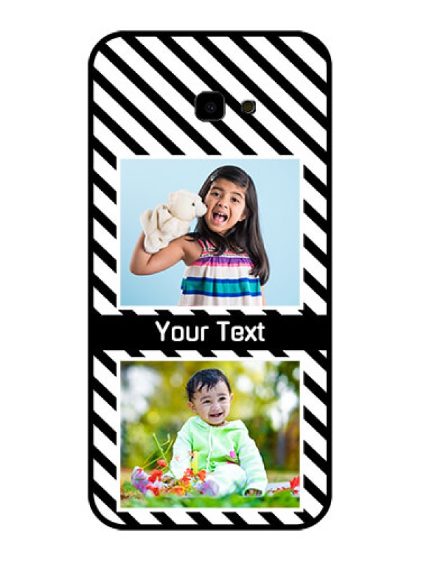 Custom Samsung Galaxy J4 Plus Custom Glass Phone Case - Black And White Stripes Design