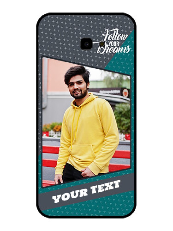 Custom Samsung Galaxy J4 Plus Custom Glass Phone Case - Background Pattern Design With Quote