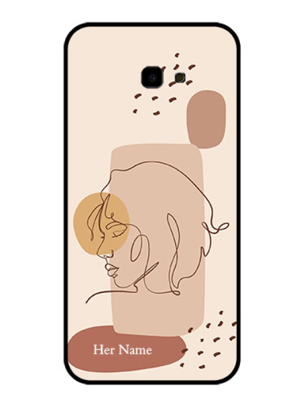 Custom Samsung Galaxy J4 Plus Custom Glass Phone Case - Calm Woman Line Art Design