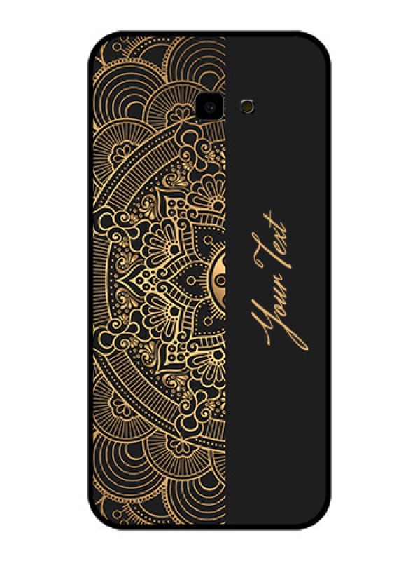 Custom Samsung Galaxy J4 Plus Custom Glass Phone Case - Mandala Art With Custom Text Design