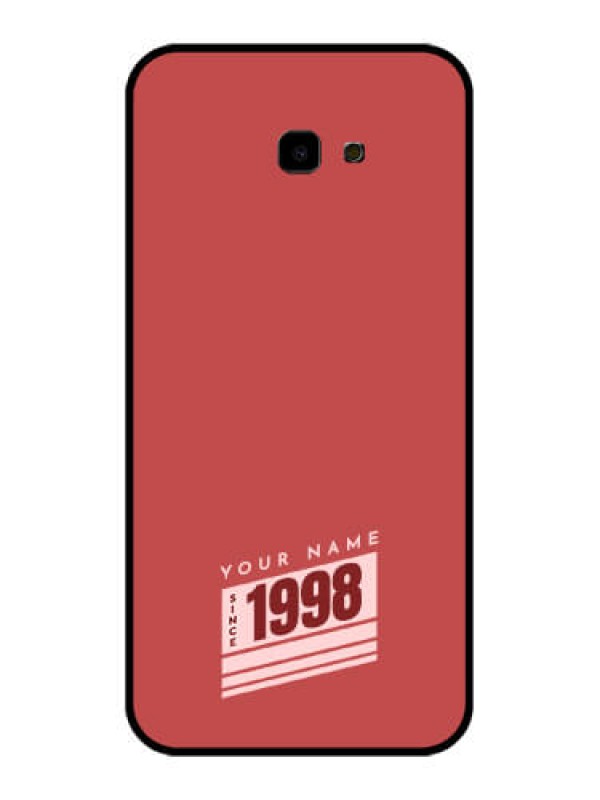 Custom Samsung Galaxy J4 Plus Custom Glass Phone Case - Red Custom Year Of Birth Design