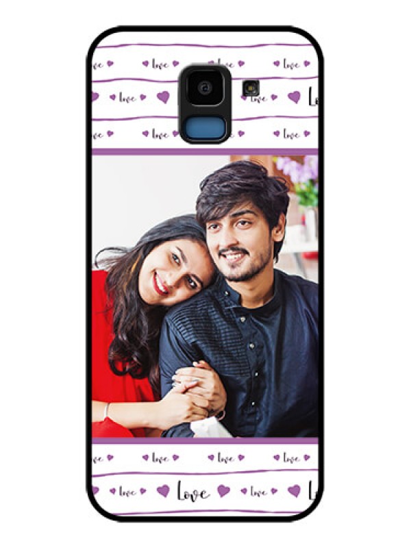 Custom Samsung Galaxy J6 Custom Glass Phone Case - Couples Heart Design