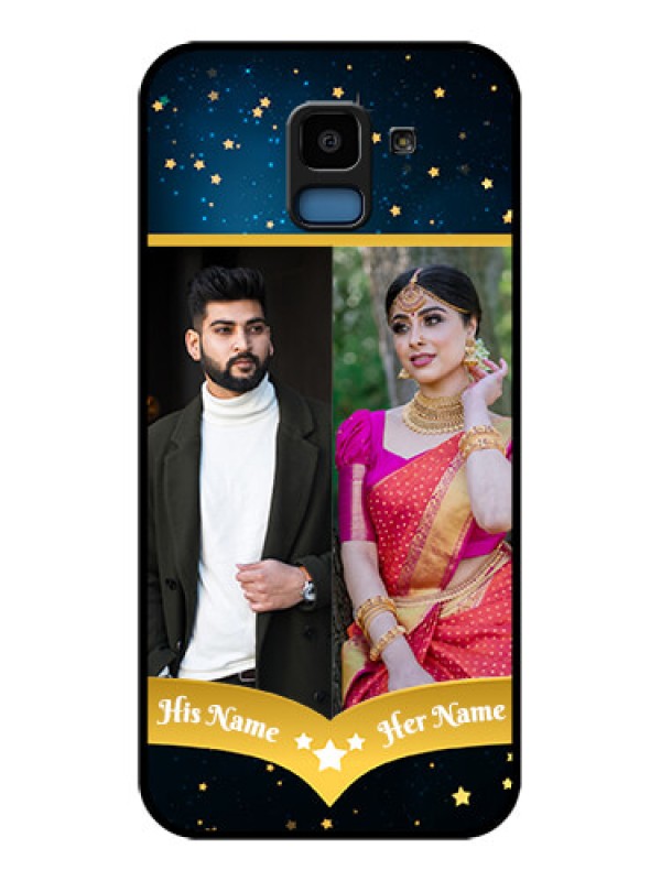 Custom Samsung Galaxy J6 Custom Glass Phone Case - Galaxy Stars Backdrop Design
