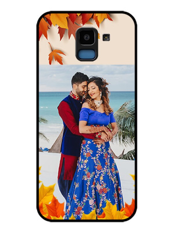 Custom Samsung Galaxy J6 Custom Glass Phone Case - Autumn Maple Leaves Design