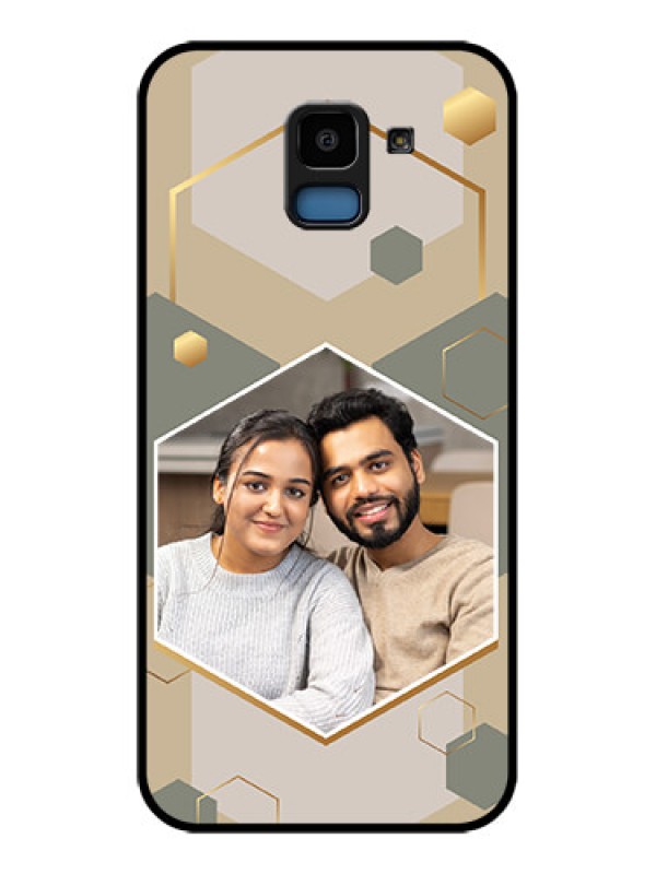 Custom Samsung Galaxy J6 Custom Glass Phone Case - Stylish Hexagon Pattern Design