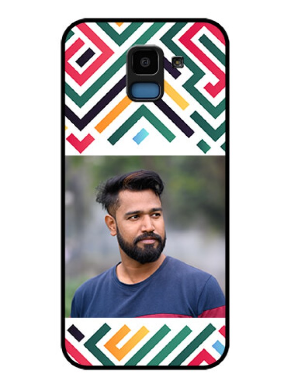 Custom Samsung Galaxy J6 Custom Glass Phone Case - Colorful Maze Pattern Design