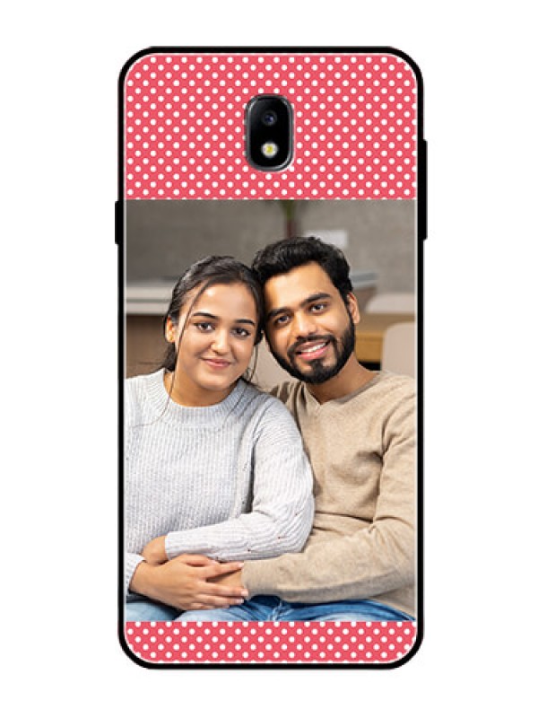Custom Galaxy J7 Pro Custom Glass Phone Case  - White Dotted Design