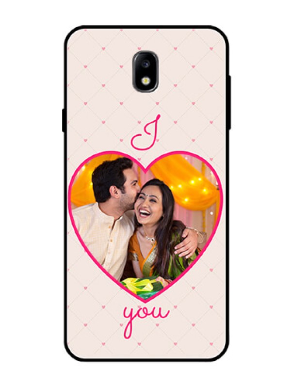 Custom Galaxy J7 Pro Custom Glass Mobile Case  - Heart Shape Design