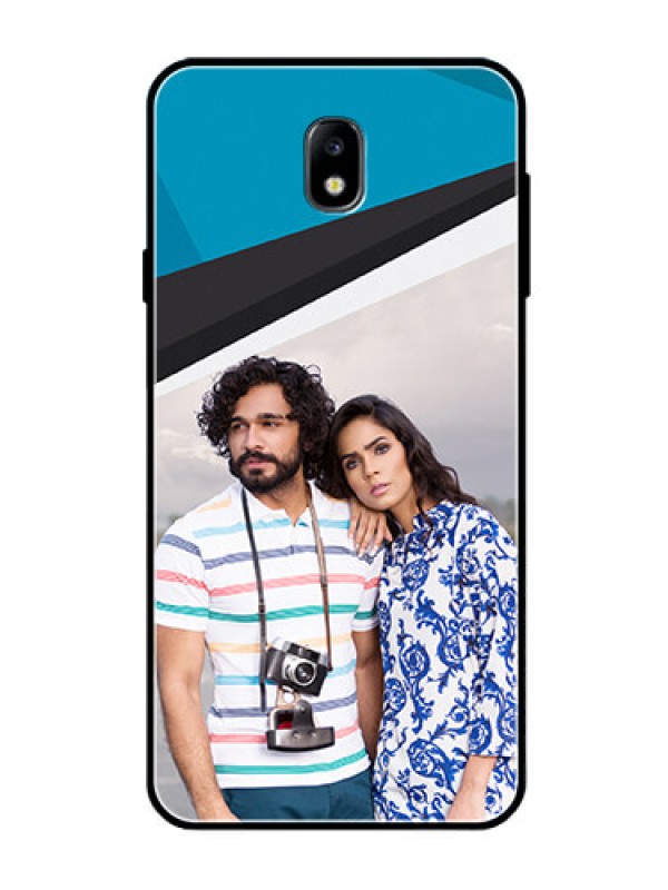 Custom Galaxy J7 Pro Photo Printing on Glass Case  - Simple Pattern Photo Upload Design