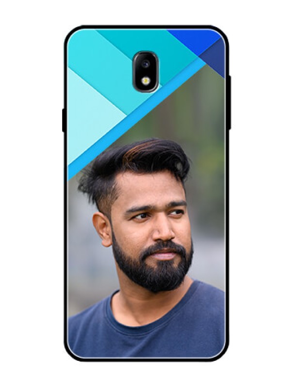 Custom Galaxy J7 Pro Custom Glass Phone Case  - Blue Pattern Design