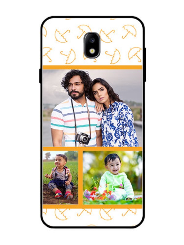 Custom Galaxy J7 Pro Custom Glass Mobile Case  - Yellow Pattern Design