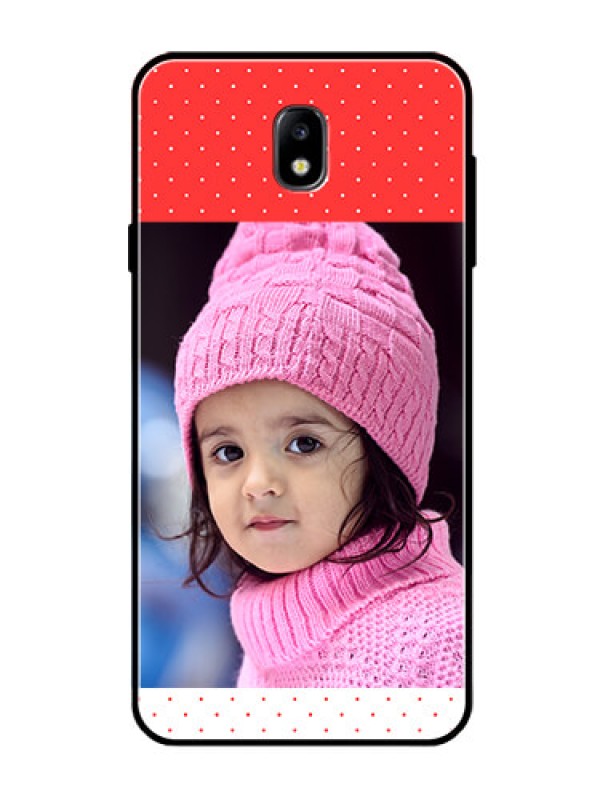 Custom Galaxy J7 Pro Photo Printing on Glass Case  - Red Pattern Design