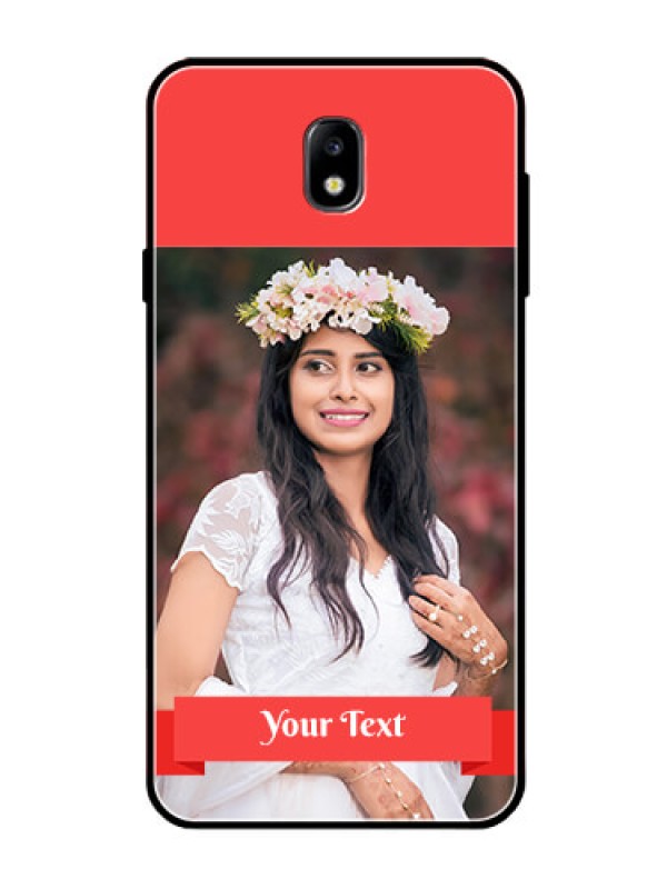 Custom Galaxy J7 Pro Custom Glass Phone Case  - Simple Red Color Design