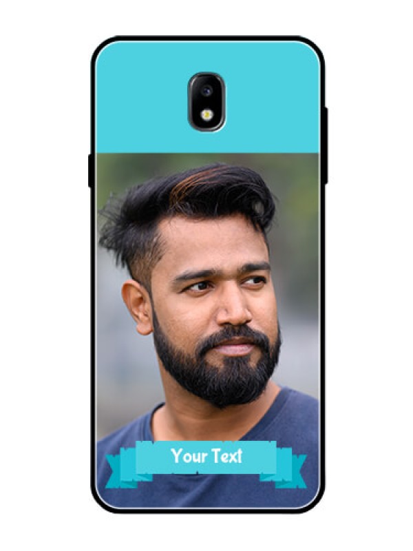 Custom Galaxy J7 Pro Personalized Glass Phone Case  - Simple Blue Color Design