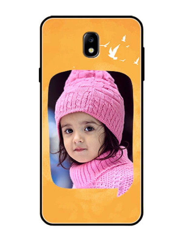 Custom Galaxy J7 Pro Personalized Glass Phone Case  - Water Color Design with Bird Icons