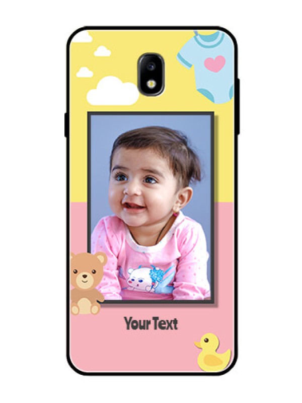 Custom Galaxy J7 Pro Photo Printing on Glass Case  - Kids 2 Color Design