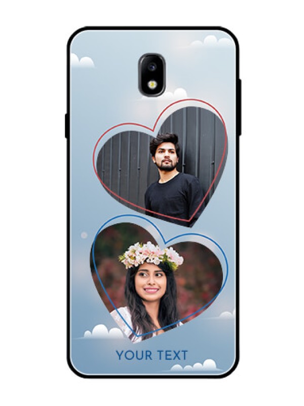 Custom Galaxy J7 Pro Custom Glass Mobile Case  - Blue Color Couple Design 