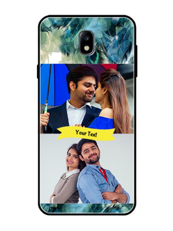 Custom Galaxy J7 Pro Personalized Glass Phone Case  - Image with Boho Peacock Feather Design