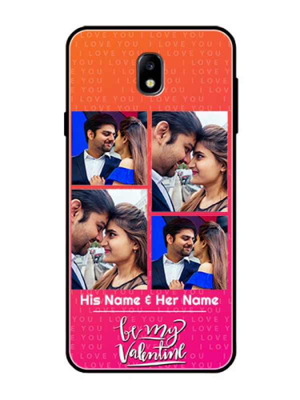 Custom Galaxy J7 Pro Custom Glass Phone Case  - I Love You Pink Design