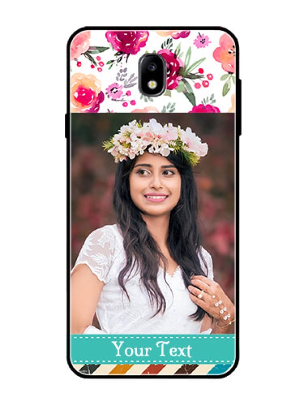 Custom Galaxy J7 Pro Custom Glass Phone Case  - Watercolor Floral Design